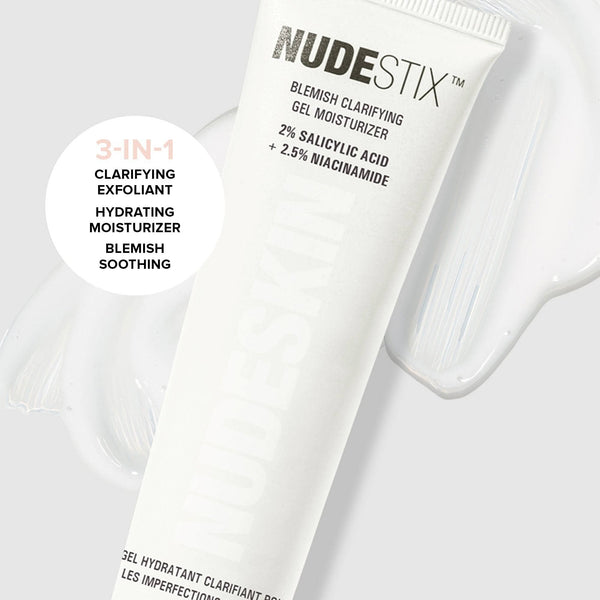 3-in-1 clarifying exfoliant, hydrating moisturizer, blemish soothing