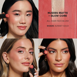 Grid with models wearing sunset gold from The Ultimate Blush & Glow Set