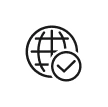 globe with lines and checkmark
