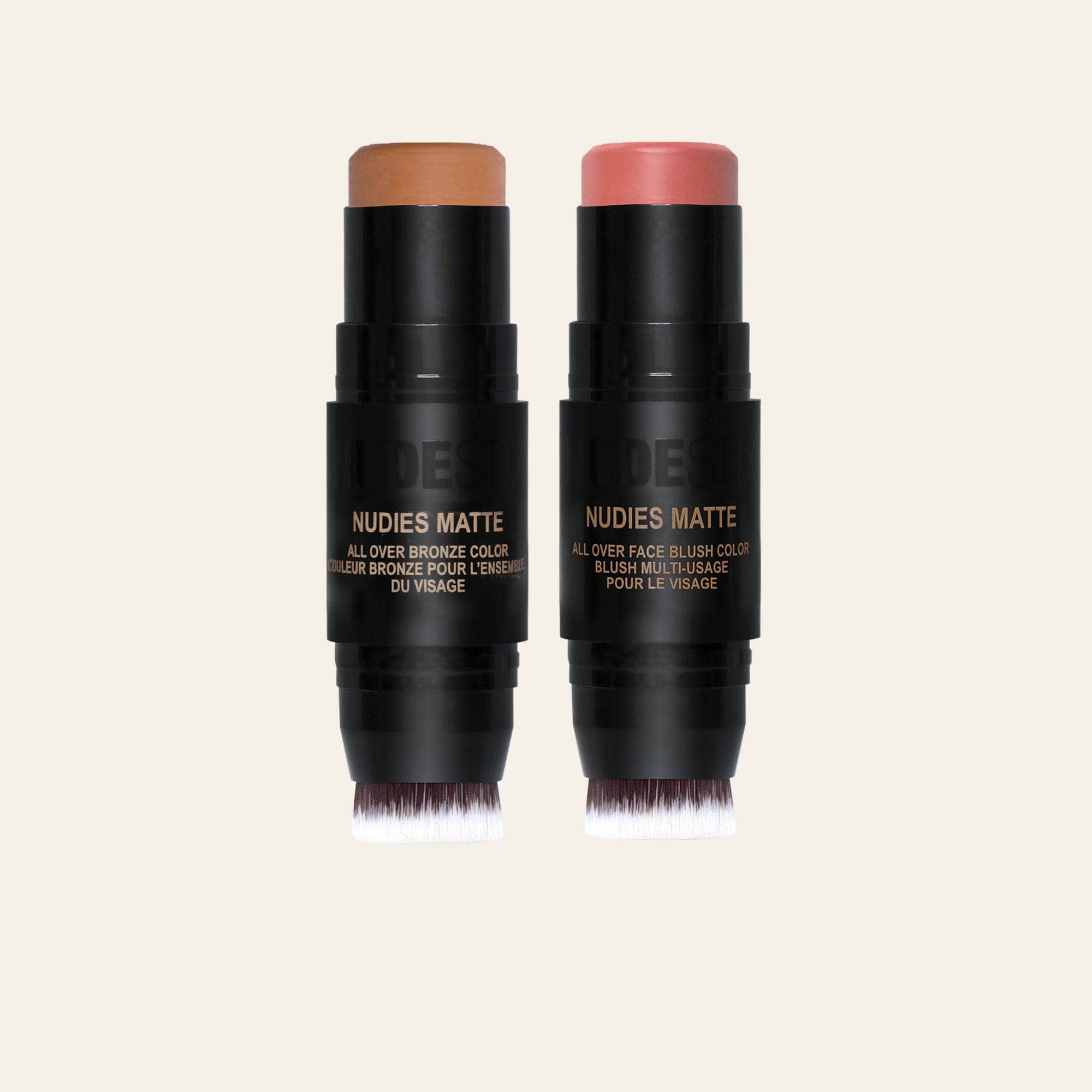 One Nudies Matte Blush and one Nudies Matte Bronze