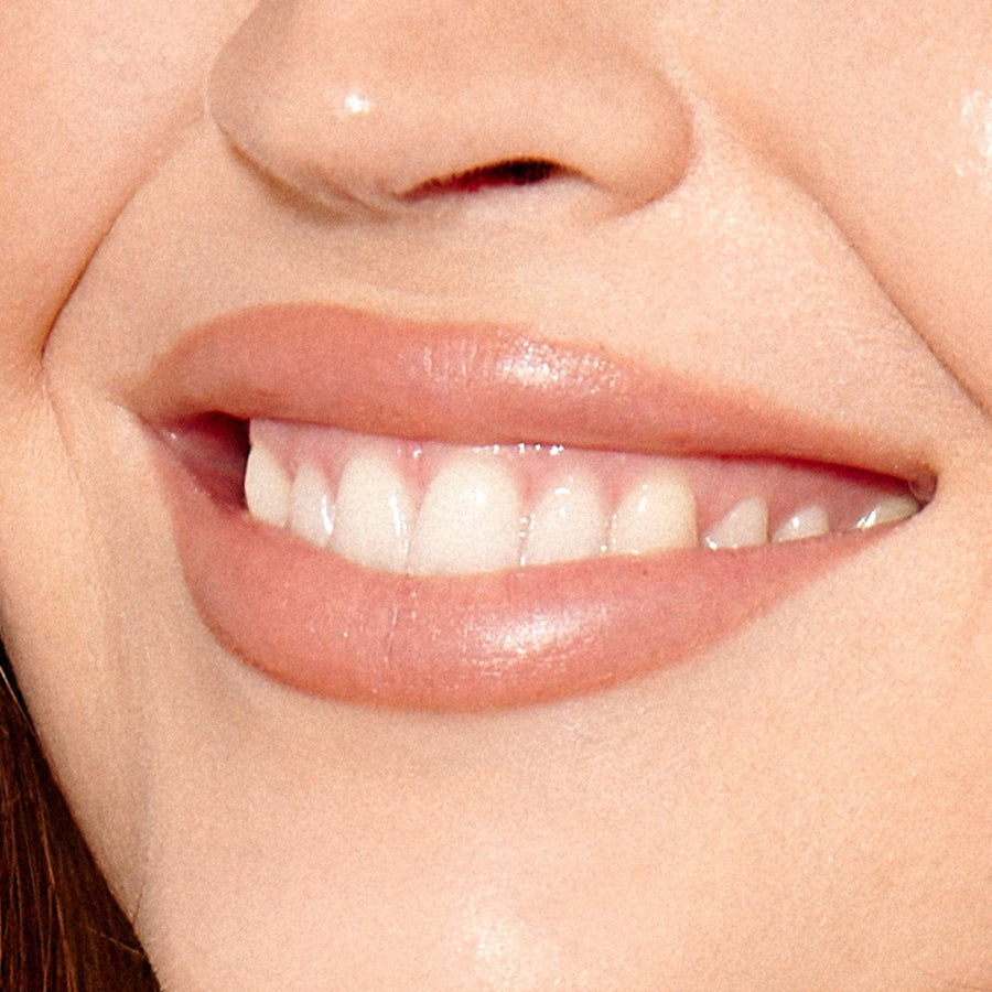 Lips wearing Gel Color Lip and Cheek Balm in shade send noodz