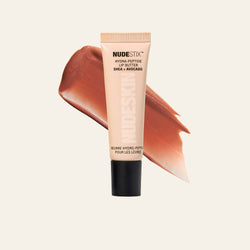 Hydra-Peptide Lip Butter in shade Dolce Nude with texture swatch