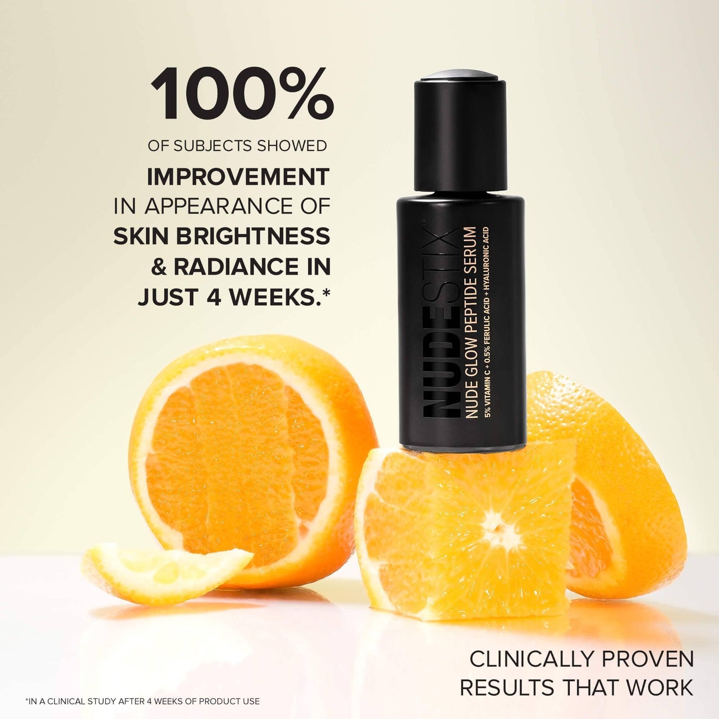 100% of subjects showed improvement in appearance of skin brightness & radiance in 4 weeks