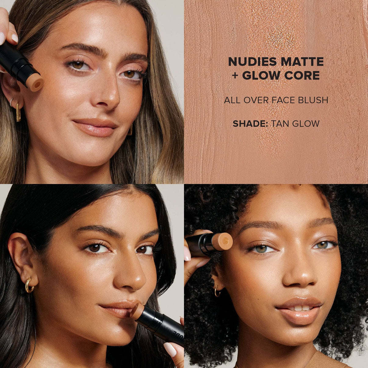 Grid with models wearing tan glow from The Ultimate Blush & Glow Set