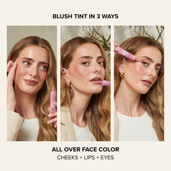 Grid with Taylor Frankel applying on Nudescreen Blush Tint in shade SUNSET ROSE - 7