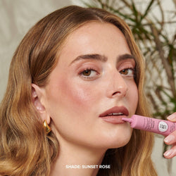 Taylor Frankel applying Nudescreen Blush Tint SUNSET ROSE on her lips - 9