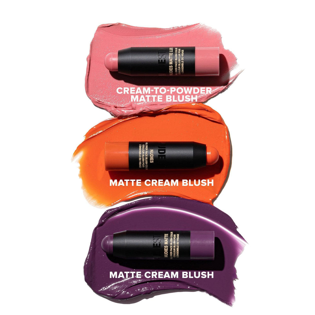 Trendy Blush Kit products flat lay with textures swatches