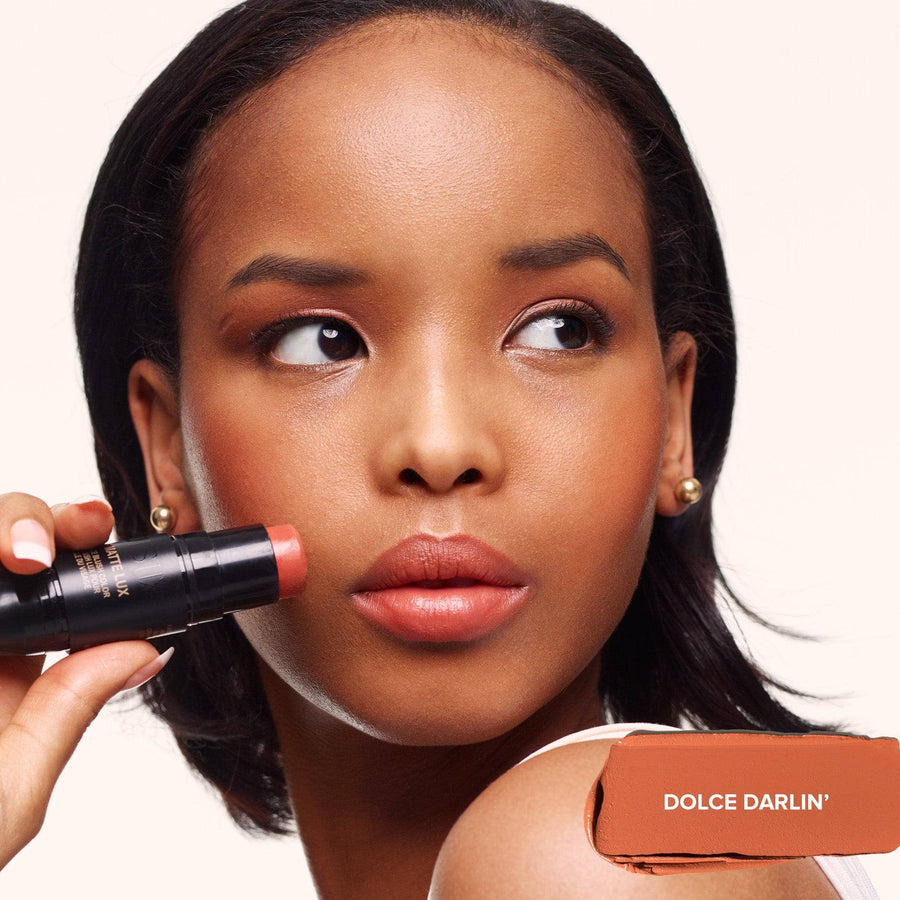Dark skinned woman wearing Nudies Matte Lux Dolce Darlin'-2