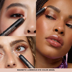 Three young women applying Magnetic Luminous Eye Color in shade Angel