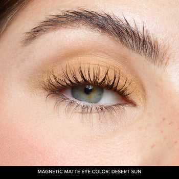 Close up of eye wearing Magnetic Matte Eye Color in shade Desert Sun-2
