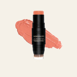 Nudies Bloom in shade Sweet Peach stick with texture swatch