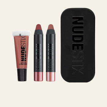 Nudestix Nude + Sultry Lips 3PC Mini Kit with nudestix can