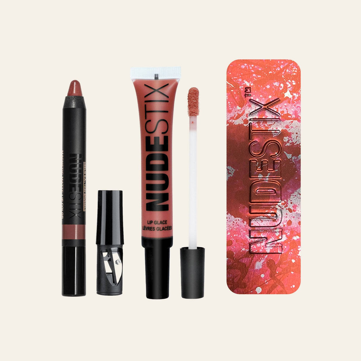 Protect, Perfect + Plump Lip Kit in Rose with Nudestix can
