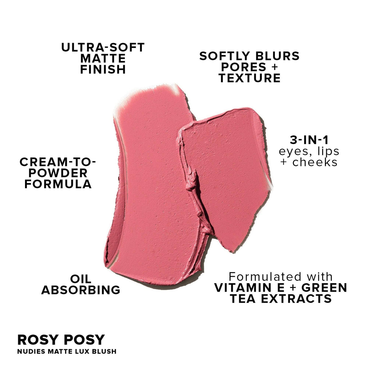 色合い Rosy Posy-3 の Nudies Matte Lux のテクスチャ スウォッチ